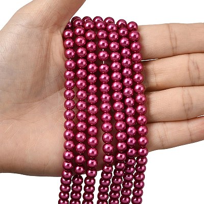 Eco-Friendly Dyed Glass Pearl Round Beads Strands HY-A008-6mm-RB058-1