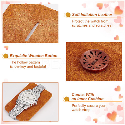 Rectangle Imitation Leather Single Watch Pouch Storage Bags ABAG-WH0051-07-1