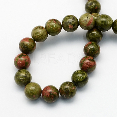 Natural Unakite Round Beads Strands G-S175-10mm-1