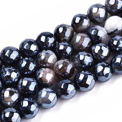 Electroplate Natural Fire Crackle Agate Beads Strands G-T131-54A-1
