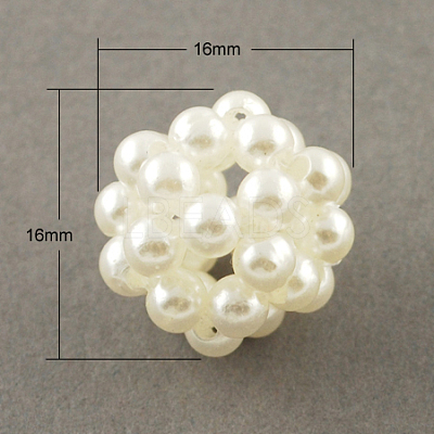 Handmade ABS Plastic Imitation Pearl Woven Beads WOVE-R030-1