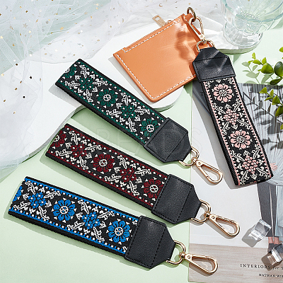 4Pcs 4 Color Polyester Wristlet Short Bag Straps AJEW-WR0001-83-1
