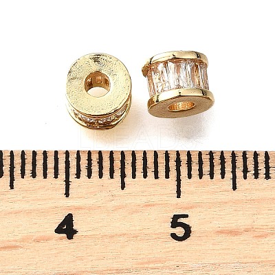 Column Brass Micro Pave Cubic Zirconia Spacer Beads KK-L230-06G-1