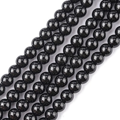 Synthetic Black Stone Beads Strands X-G-G088-6mm-1