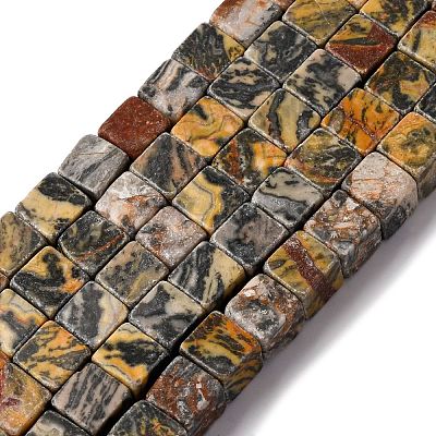 Natural Map Stone Beads Strands X-G-T139-8x8-45B-1