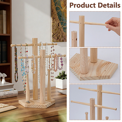 Baseball Wooden Jewelry Ring Display Tower Stands ODIS-WH0086-223B-1