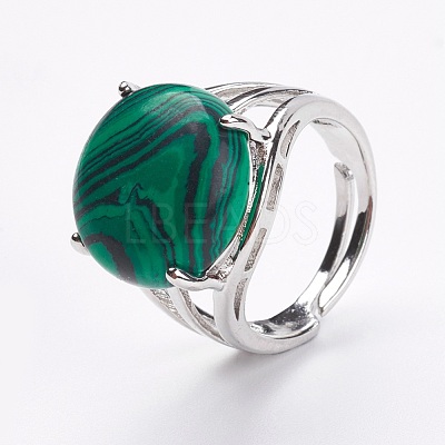 Adjustable Synthetic Malachite Finger Rings RJEW-F075-01I-1