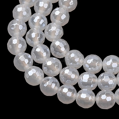 Electroplated Natural Agate Beads Strands G-B191-A07-6mm-20-1