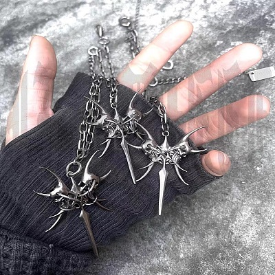 Gothic Alloy Thorns Pendant Necklaces for Unisex WG7D1A5-01-1