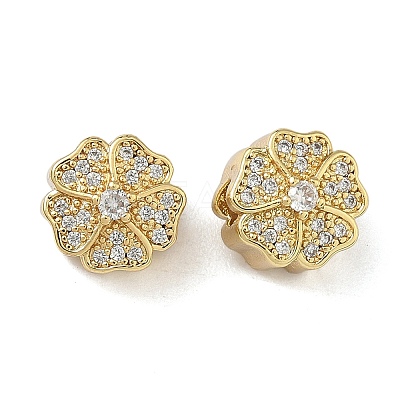 Brass Micro Pave Clear Cubic Zirconia Beads KK-L257-29G-1