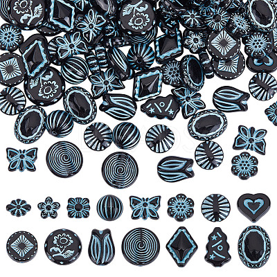 150Pcs 15 Styles Prussian Blue Opaque Acrylic Beads OACR-AR0001-31-1