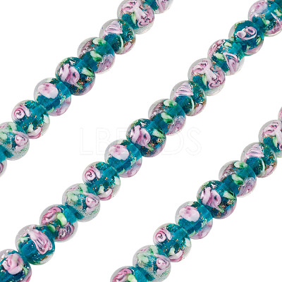 1 Strand Handmade Lampwork Inner Flower Rondelle Beads Strands LAMP-TA0002-72F-1