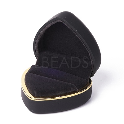 Heart Plastic Jewelry Ring Boxes OBOX-F005-04B-1