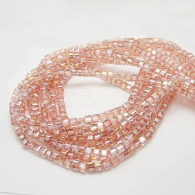 Electroplate Glass Beads Strands EGLA-D018-6x6mm-69-1
