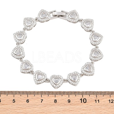 Brass Pave Cubic Zirconia Heart Tennis Bracelets for Women KK-CBA68DA-09P-01-1