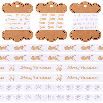 9 Yards 3 Colors Christmas Theme Polyester Printed Grosgrain Ribbons ORIB-TA0001-05B-1