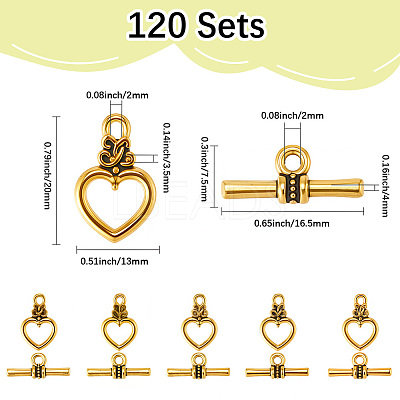 120 Sets Alloy Toggle Clasps FIND-SP0003-92AG-1