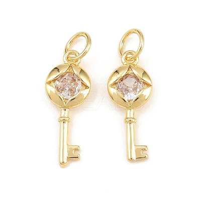 Brass Micro Pave Clear Cubic Zirconia Pendants KK-H292-12G-1