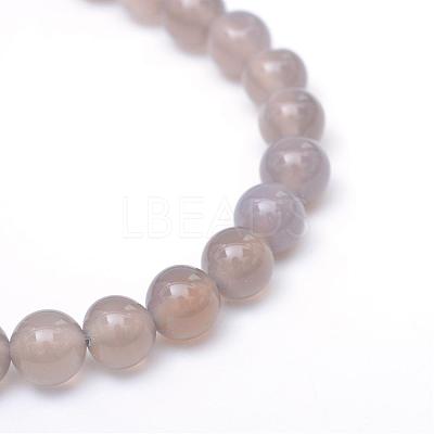 Round Natural Grey Agate Bead Strands G-R345-12mm-07-1