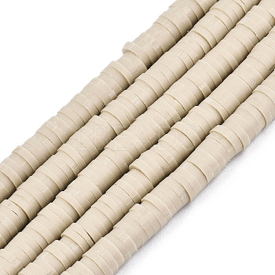 Flat Round Handmade Polymer Clay Bead Spacers CLAY-R067-4.0mm-02-1