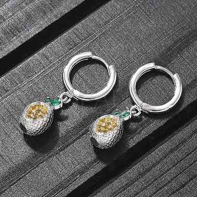 Brass Cubic Zirconia Hoop Earrings EJEW-Q015-02P-A-1
