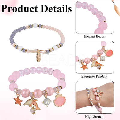 1Bag Plastic & Glass Beaded Stretch Bracelets BJEW-PA0001-10A-1