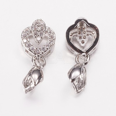 Long-Lasting Plated Brass Micro Pave Cubic Zirconia Ice Pick Pinch Bails ZIRC-F069-21P-1