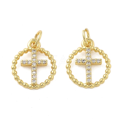 Brass Micro Pave Cubic Zirconia Pendants KK-C092-21A-G-1