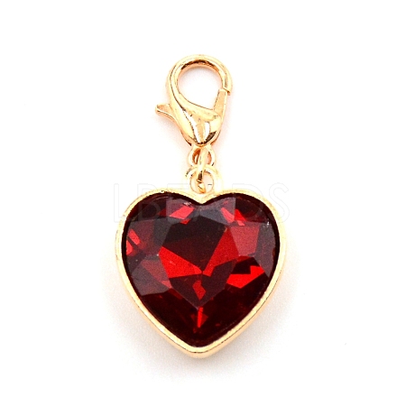 Heart Glass Pendant Decorations HJEW-WH0036-19D-1