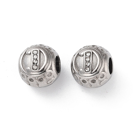 304 Stainless Steel Rhinestone European Beads STAS-A092-10D-P-1