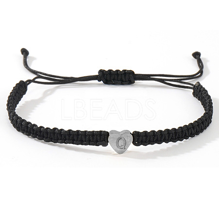 304 Stainless Steel Heart with Letter Bead Braided Bead Bracelets OO6447-45-1