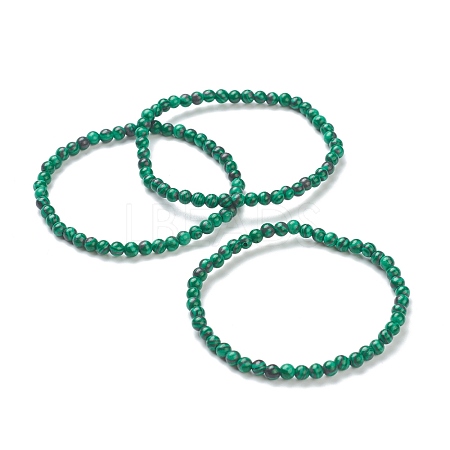 Synthetic Malachite Beaded Stretch Bracelets BJEW-A117-A-16-1