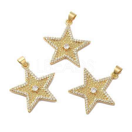 Rack Plating Brass Pave Cubic Zirconia Pendants KK-O142-52G-1