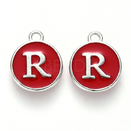 Platinum Plated Alloy Enamel Charms X-ENAM-S118-03R-P-1