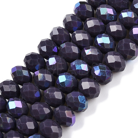 Electroplate Opaque Solid Color Glass Beads Strands EGLA-A044-P8mm-L11-1