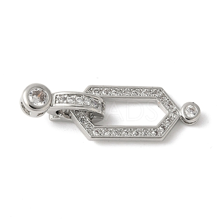 Brass Pave Clear Cubic Zirconia Fold Over Clasps KK-M320-26P-1