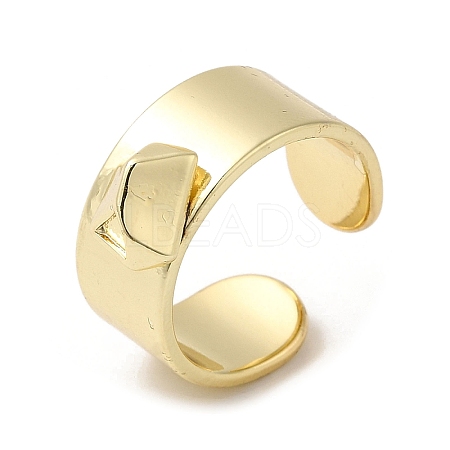 Brass Open Cuff Rings with Diamond Shape Ornament RJEW-Q778-28G-1