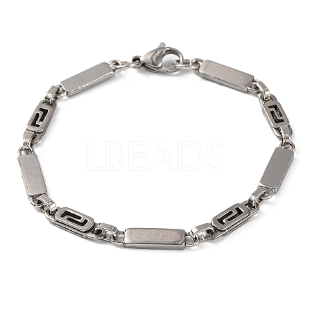 Tarnish Resistant 201 Stainless Steel Rectangle Link Chain Bracelets BJEW-B078-101P-1