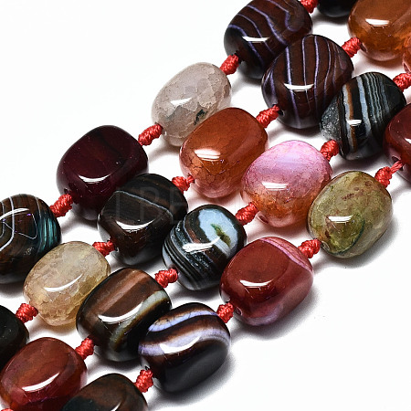Natural Multi-Color Agate Beads Strands G-S370-073-1