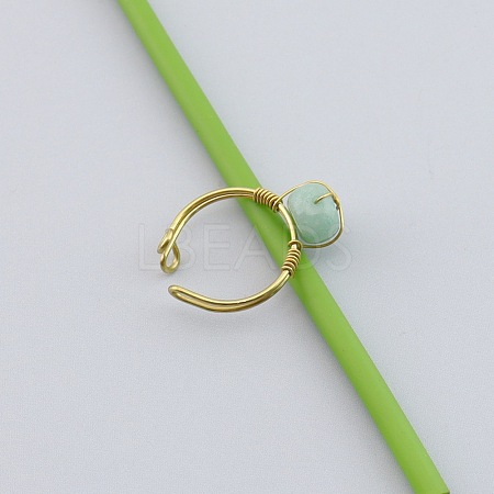Brass & Natural Green Aventurine Finger Rings WG43BB6-02-1