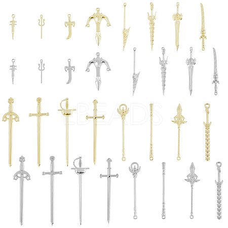 32Pcs 32 Style Rack Plating Alloy Big Pendants FIND-FH0008-06-1