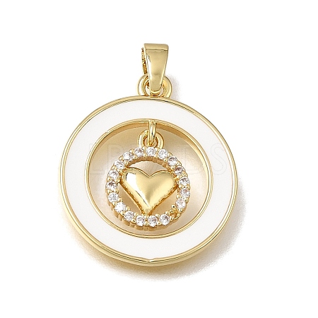 Brass Micro Pave Clear Cubic Zirconia with White Enamel Pendants CU-CBAA556-08A-1