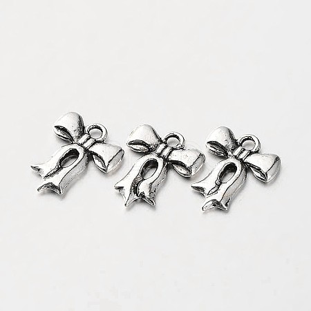 Tibetan Style Alloy Bowknot Bow Charms TIBEP-O009-20-1