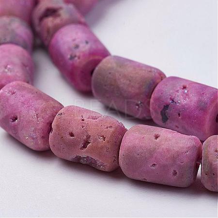 Electroplated Natural Druzy Geode Agate Bead Strands G-P251-C04-1