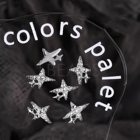 Star Alloy Rhinestone Cabochons MRMJ-WH0075-114-17-1