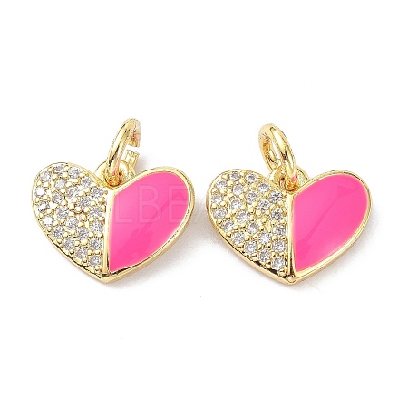 Eco-Friendly Brass Micro Pave Clear Cubic Zirconia Enamel Pendants ZIRC-C021-45G-08-1