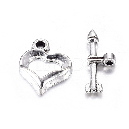 Tibetan Style Heart Toggle Clasps LF1109Y-NF-1