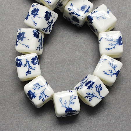Handmade Printed Porcelain Beads X-PORC-Q161-6-1