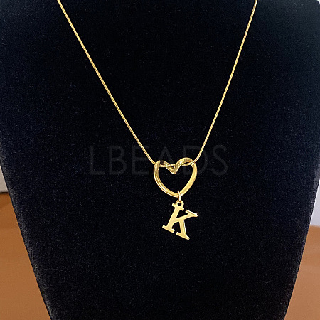 304 Stainless Steel Heart with Initial Pendant Necklaces for Women FS-WG4DC9E-11-1