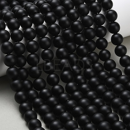 Natural Black Onyx(Dyed & Heated) Beads Strands G-Z024-01B-10mm-1